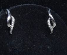 Vintage French 9ct White Gold Diamond Earrings 375 Hallmarked