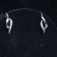 Vintage French 9ct White Gold Diamond Earrings 375 Hallmarked