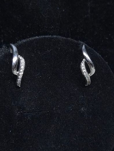Vintage French 9ct White Gold Diamond Earrings 375 Hallmarked