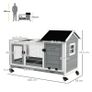 Wooden Rabbit Hutch, Guinea Pig Cage, with Removable Tray, Wheels - Grey Image 2