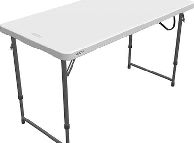 4 x 2 ft (122 x 61 cm) Rectangular Light Commercial Fold-in-Half Folding Table with 3 Adjustable Heights of 24/29/36 inch (FREE POSTAGE)