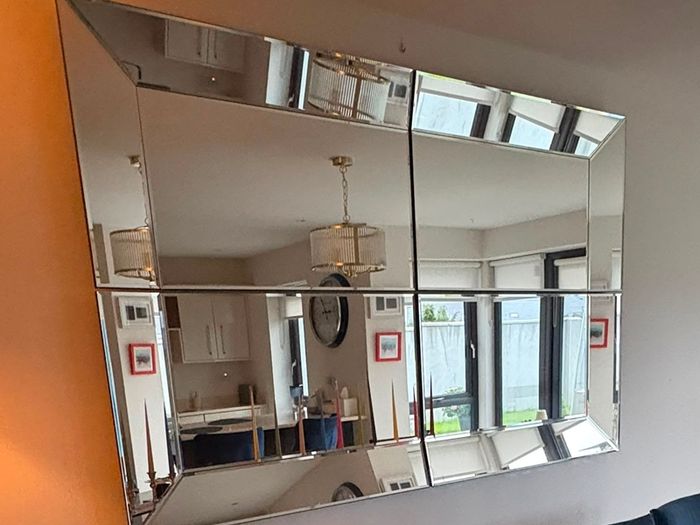 Large Modern Bevelled Wall Mirror - 4 Piece