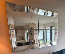Large Modern Bevelled Wall Mirror - 4 Piece