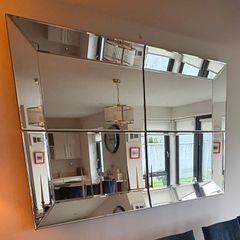 Large Modern Bevelled Wall Mirror - 4 Piece