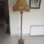 Vintage 70's Brass Corinthian Column Standard Lamp with Large Shade. Image 2