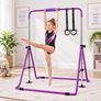 Kids Gymnastics Bar with Rings  Adjustable Height Foldable Training Bar Image 2