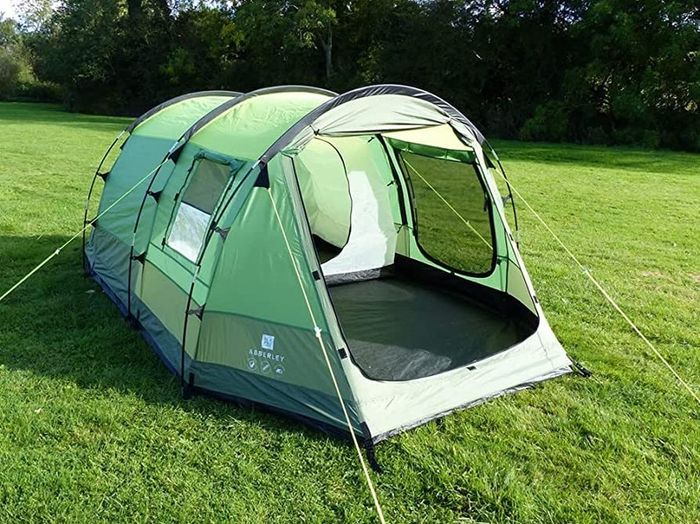 Abberley 2 berth 3.7m x 2.2m Tunnel Tent Green - 5000mm waterproofing UV Protection Canopy Poles & sewn in groundsheet (FREE POSTAGE)