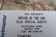 Empire of the sun tickets,  hotel,  breakfast and dinner for 2