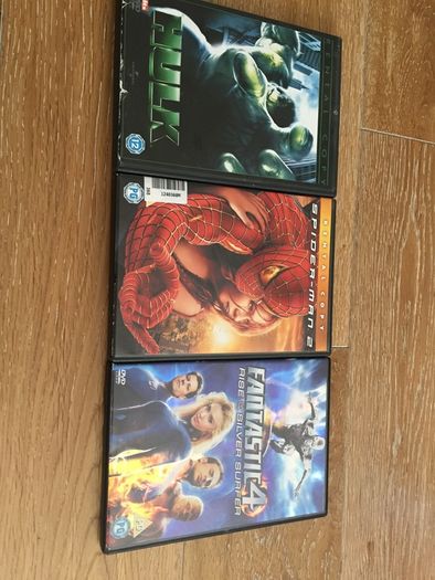 Action DVD's Hulk, Spider-Man 2, Fantastic 4