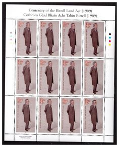 2009 Ireland Centenary of the Birrell Land Act (1909) Commemorative Stamp Sheetlet Plate 1B1B1B1B Mint Never Hinged (MNH)