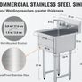 Stainless Steel Prep & Utility Sink, 1 Compartment Free Standing Small Sink Include Faucet & legs Image 2