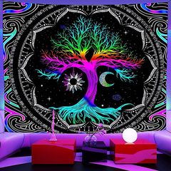 Glow in the Dark Tapestry, Forest Tapestry,Tapestry Wall Tapestry Bedroom, UV Tapestry Wall Hanging, Aesthetic Tapestry Home Decorationfor Living Roombedroom 150 cm x 130 cm (FREE POSTAGE)