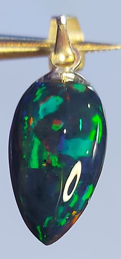 Ethiopian Black Opal Pendant 1.9 ct on 925 Silver