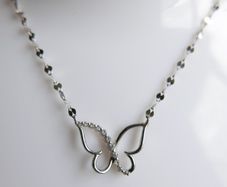Vintage 925 Sterling Silver Butterfly Women's Pendant Necklace length 14" - 2g