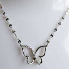Vintage 925 Sterling Silver Butterfly Women's Pendant Necklace length 14" - 2g