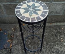 Black metal design Plant stand with mosaic style tiles