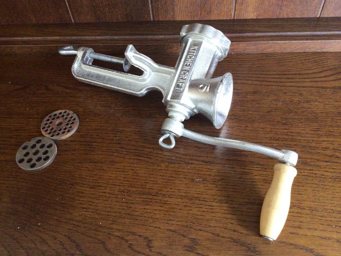 vintage manual meat mincer