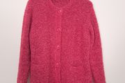 Honor Millburn Fuchsia Pink Textured Boucle Button Up Cardigan Size M