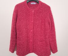Honor Millburn Fuchsia Pink Textured Boucle Button Up Cardigan Size M
