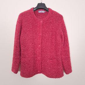 Honor Millburn Fuchsia Pink Textured Boucle Button Up Cardigan Size M