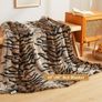 Luxury Decorative Faux Fur Blanket, Tiger Print Brown, Twin/Double  150x200cm, Soft Big Fluffy Bed Blanket, Shaggy Plush Farmhouse Couch Throw, Furry Fuzzy Blanket for Bedroom Living Room Image 2