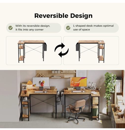 Small L Shaped Desk with Power Outlets,100 cm L Computer Corner Desk