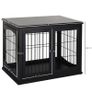 66cm/26'' Wooden Decorative Dog Cage Pet Crate Double Door Small Animal with Tabletop, Black Image 2