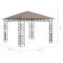 Gazebo with Mosquito Net and String Lights 3x3x2.73 m Taupe 180 g/m Sq Image 9