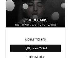 Joji Ticket - 11th August 2026
