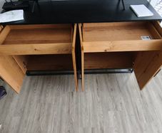 Oak cabinet with oak coffee table