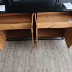 Oak cabinet with oak coffee table