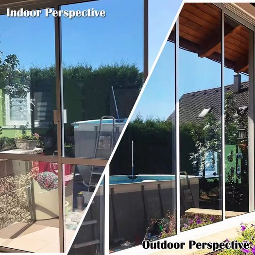 One Way Window Film, Mirror Effect Tint Glass Covering for Home Office Reflective Heat Control Anti UV Glass Door Sticker
