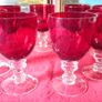 Piece Ruby Red Glass Stemmed Goblets Image 2