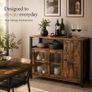 Kitchen Sideboard Storage Cabinet With Glass Doors Rustic Industrial Furniture Image 8