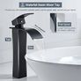 Waterfall High Rise Black Basin Mixer Taps, Square Monobloc Basin Tap, Single Handle Bathroom Sink Mixer Tap Image 8