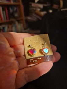 Vintage Crystal Heart Earrings