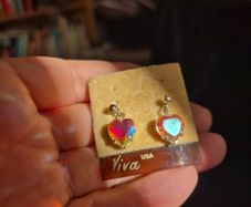 Vintage Crystal Heart Earrings
