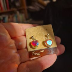 Vintage Crystal Heart Earrings