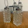 Vintage 4 piece Glass Cut Cruet Set, with Silver Plated Stand Image 2