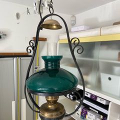 Period Glass Oil Lamp Wired for bulb