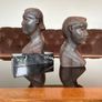 Pair of Vintage Mid Century African Art Hardwood Bust Carvings Image 5
