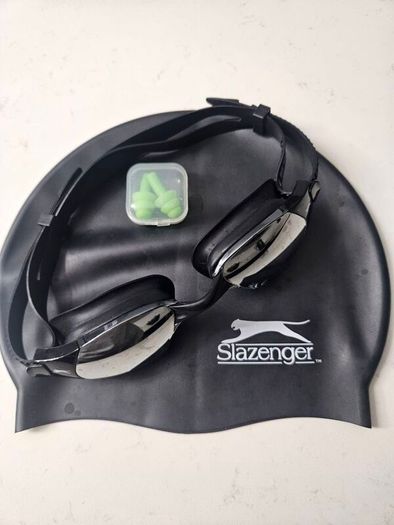 Slazenger Swimming Goggles, Hat and Ear Plugs