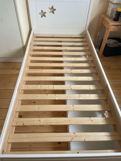 Kids Stars Single Bed Frame With Drawer White