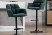 Bar Stools Set of 2 Velvet Adjustable Height 360 Rotatable