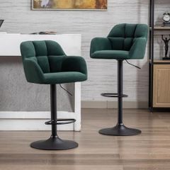 Bar Stools Set of 2 Velvet Adjustable Height 360 Rotatable