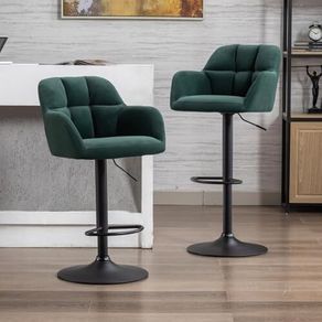 Bar Stools Set of 2 Velvet Adjustable Height 360 Rotatable