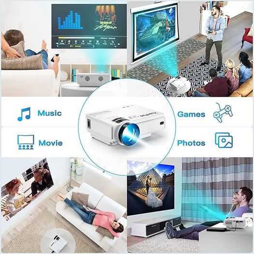 Mini Projector Portable video-projector,55000 Hours Multimedia Home Theater movie Projector,Compatible with TV Stick,Full HD 1080P HDMI,VGA,USB,AV,laptop,iphone,Android Smartphone