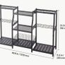 Heavy-Duty 3-Tier Garden Tool Organizer Rack, Metal Garage Storage Holder with Hooks for Rakes, Shovels & Brooms, Black Steel Stand for Shed, Lawn & Outdoor Storage Image 6