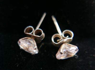 Vintage Sterling Silver 925  Cubic Zircon  Studs Earrings 1,37g