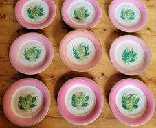Antique handpainted Lily of the valley porcelain dessert service